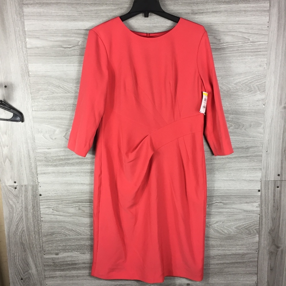 St John Red Mid Sleeve Silk Dress